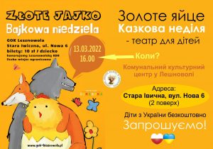 Plakat (Bajkowa Niedziela - Złote jajko) w jezyku polskim i ukraińskim
