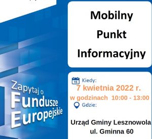 Plakat - Mobilny Punkt Informacyjny Funduszy Europejskich
