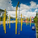 Urządzenia do ćwiczeń przy stadionie w Nowej Woli.