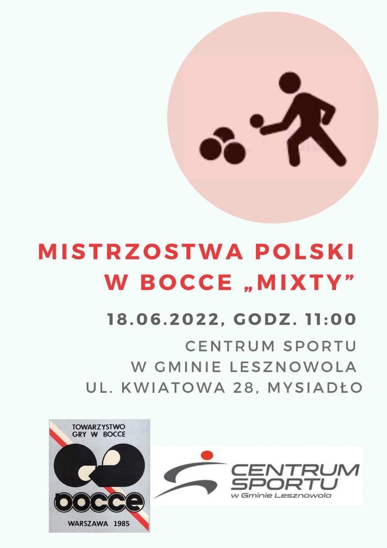 W górnym prawym rogu postać rzuca kule w stronę 3 innych kul. W dolnym prawym rogu znajduje się logo Centrum Sportu.