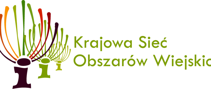 Zielony napis "Krajowa Sieć Obszarów Wiejskich" na białym tle.