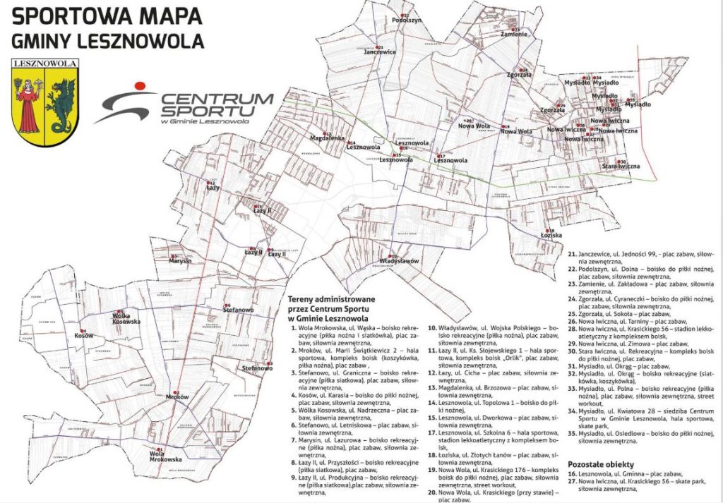 Mapa gminy Lesznowola.