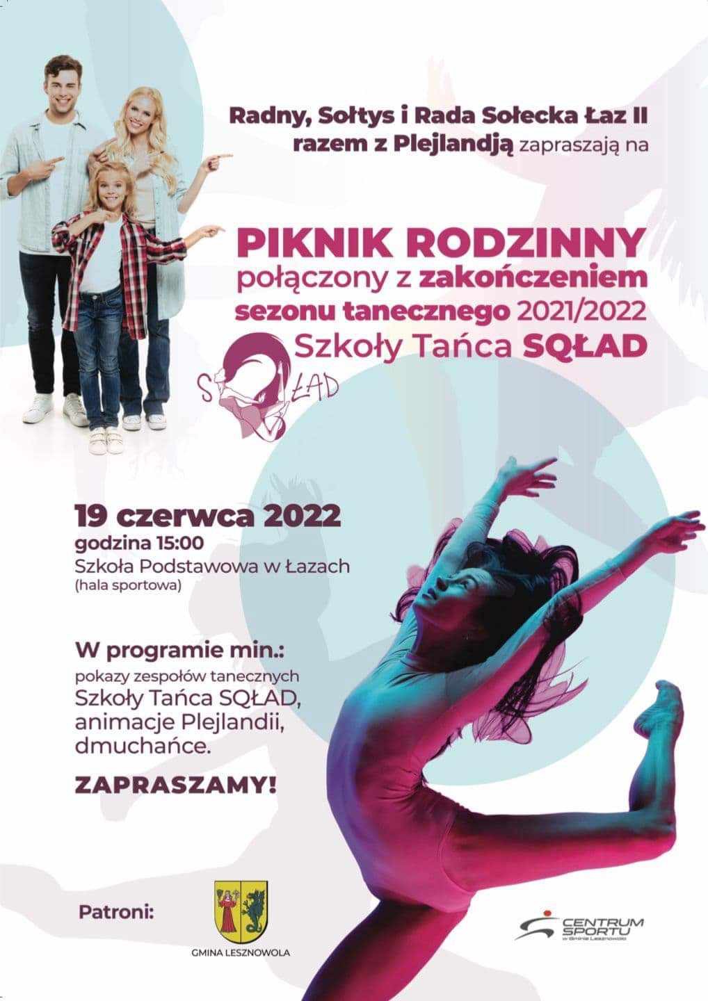 W górnym lewym rogu znajdują się 3 osoby. W dolnym prawym rogu dziewczynka tańczy w stroju baletowym.