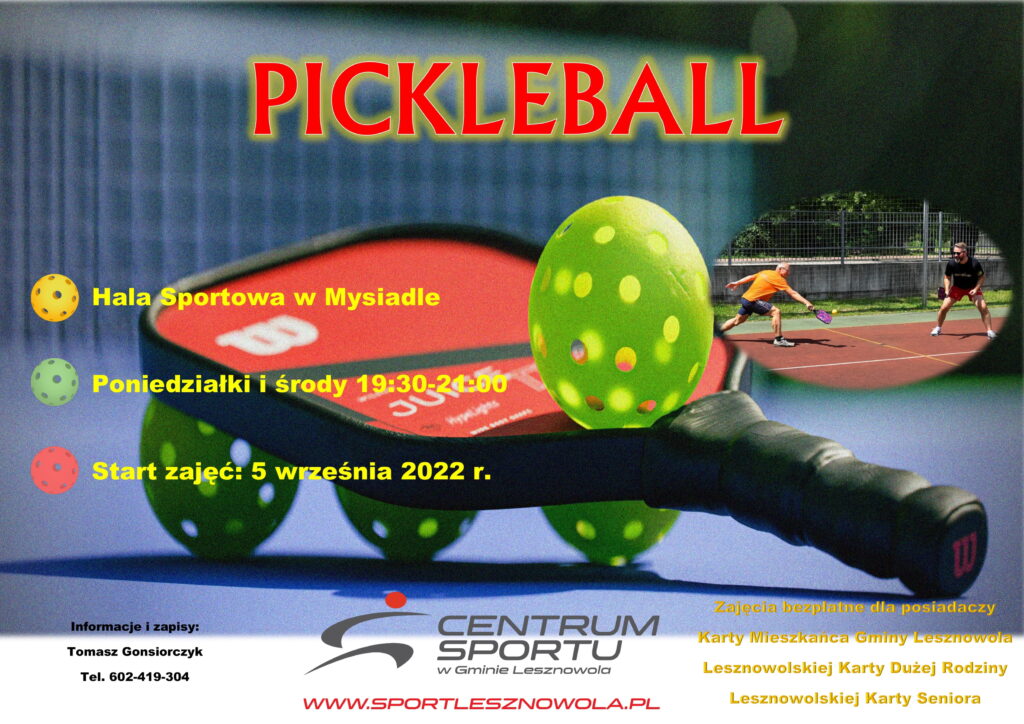 Na obrazku znajdują się rakieta i piłki do gry piskeball.