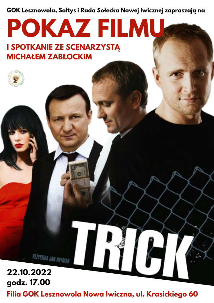 Na plakacie znajduje się trzech mężczyzn i jedna kobieta.