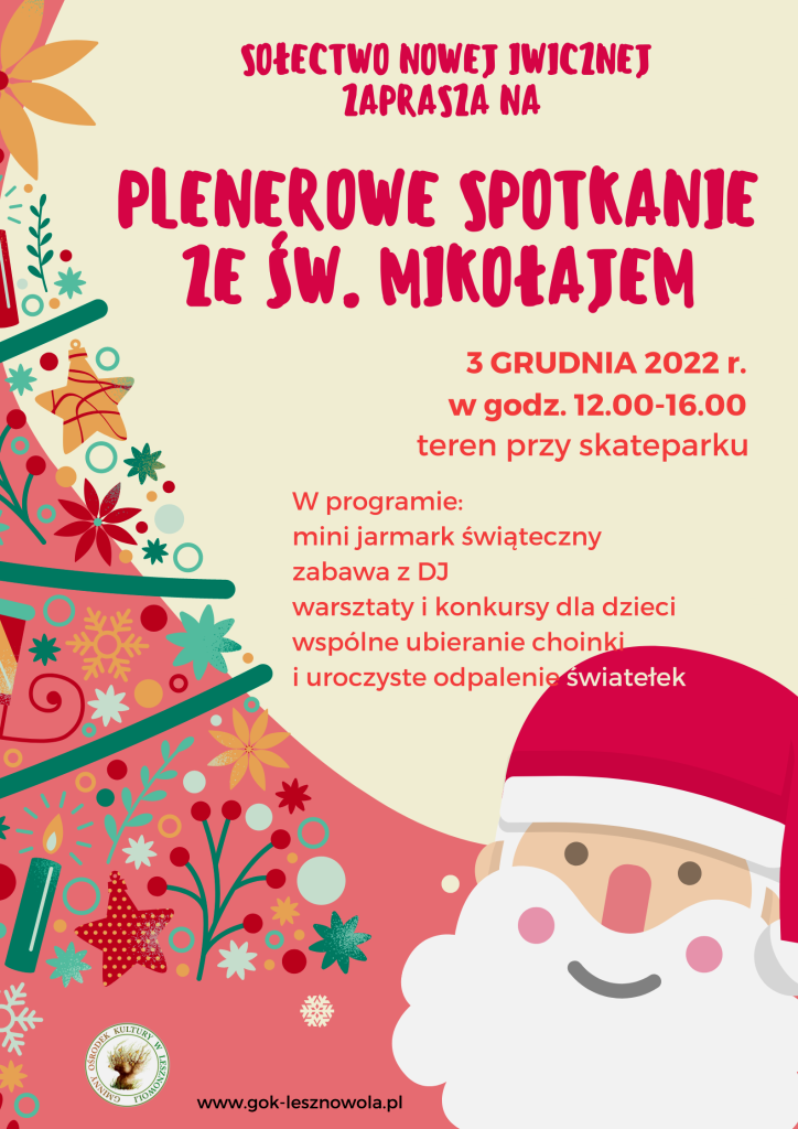 Na obrazku znajduje sie choinka i mikołaj.