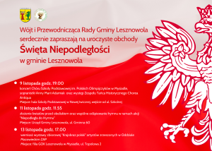 Biało-czerwone tło, wizerunek białego orła w koronie po prawej (połowa wizerunku).