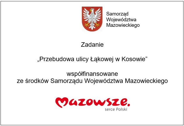 U góry znajduje się herb Samorządu Województwa Mazowieckiego. Na dole logo - Mazowsze Serce Polski.