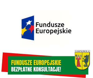 Czarny napis Fundusze Europejskie i logo.