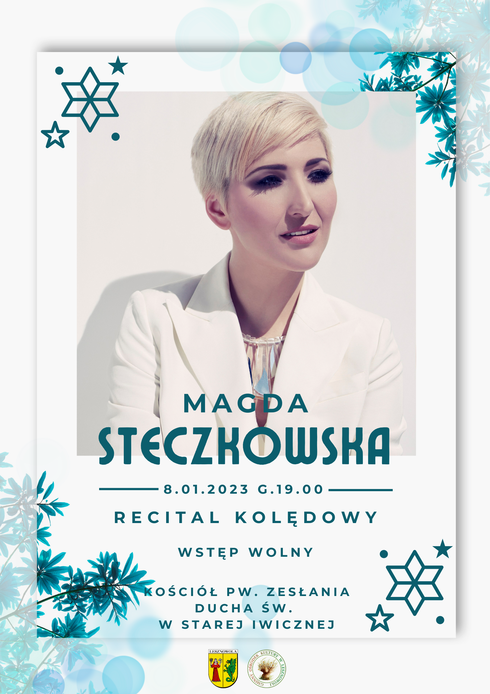 Na plakacie znajduje się kobieta z blond włosami.