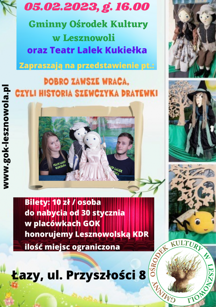 Kobieta i mężczyzna trzymają kukiełki.