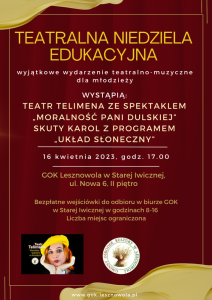 Plakat reklamujący Teatralną Niedzielę Edukacyjną