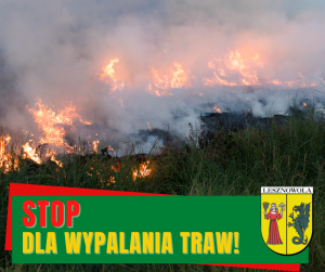 Zdjęcie zadymionej łąki z płonącą trawą.