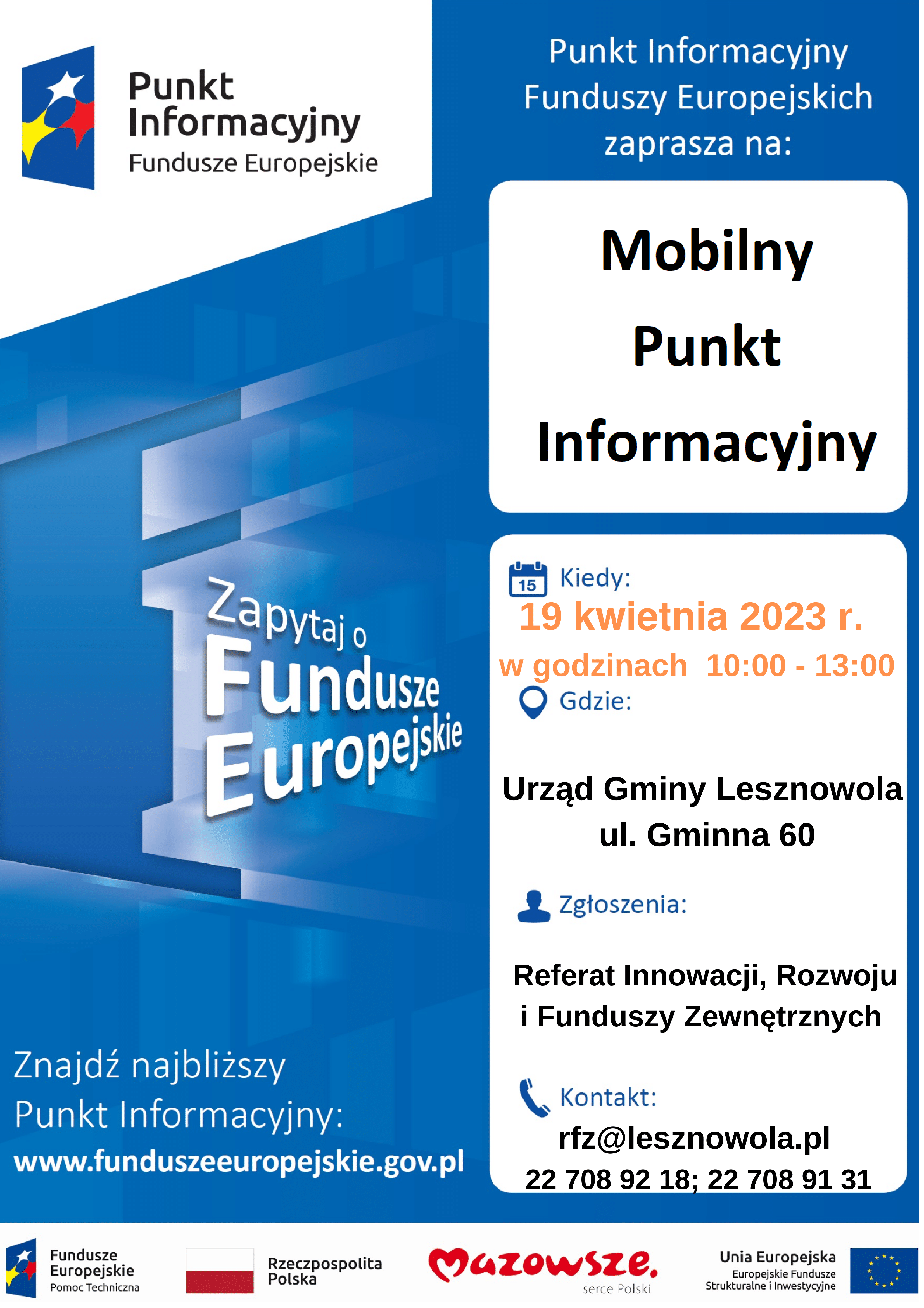 Plakat w sprawie konsultacji dotyczących Funduszy Europejskich.