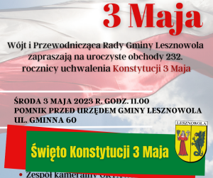 Na grafice fragment plakatu z zaproszeniem na uroczyste obchody Święta Konstytucji 2 Maja.