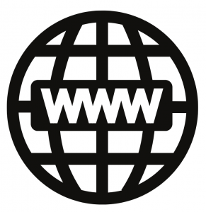 Czarny kontur świata i napis w środku www