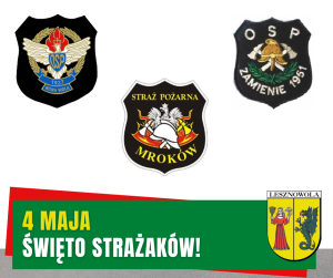 Trzy loga OSP z gminy Lesznowola na białym tle.