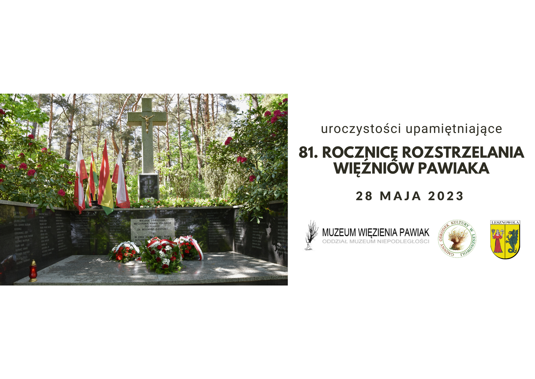 Grafika ze zdjęciem pomnika z krzyżem promująca wydarzenie.