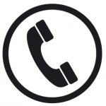 Czarna słuchawka telefonu w kółku