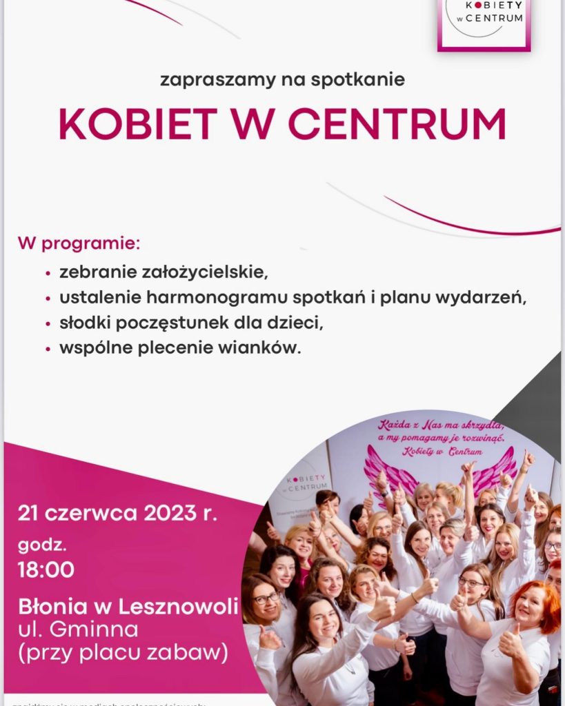 Plakat reklamujący spotkanie dla kobiet