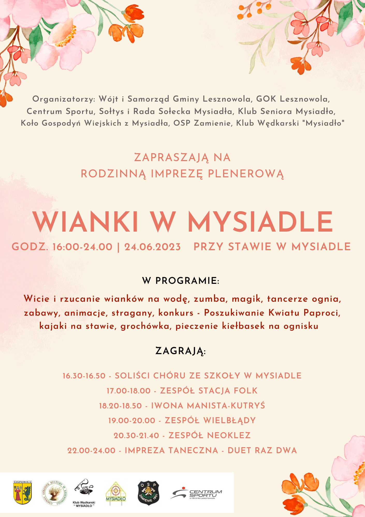Plakat wianków w Mysiadle.