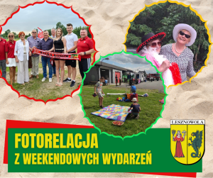 Trzy zdjęcia z imprez weekendowych. Na zielonym pasku napis: Fotorelacja z weekendowych wydarzeń.