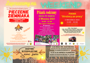 Plakat ZAPRASZAMY NA WEEKEND