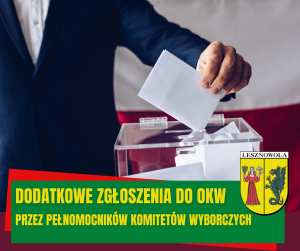 Urna do głosowania. Na zielonym pasku napis: Dodatkowe Zgłoszenia do OKW