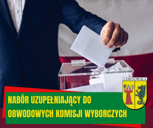 Urna do głosowania. Na zielonym pasku napis: Nabór uzupełniający do OKW