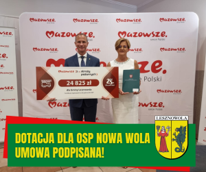 Dwie osoby na tle ścianki promocyjnej Województwa Mazowieckiego