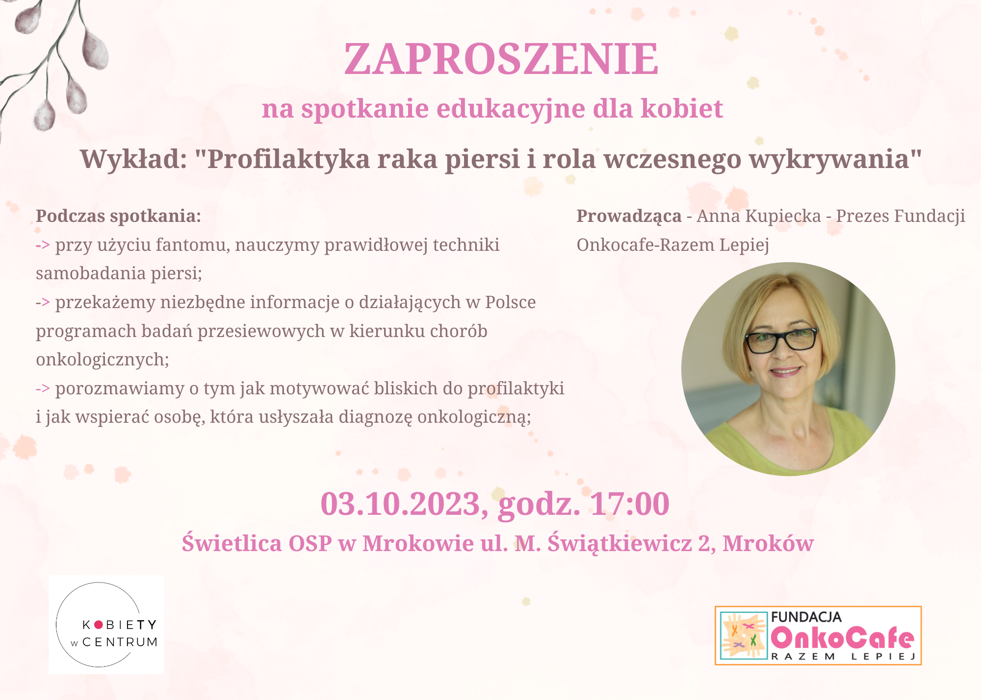 Po prawej stronie znajduje się zdjęcie kobiety.