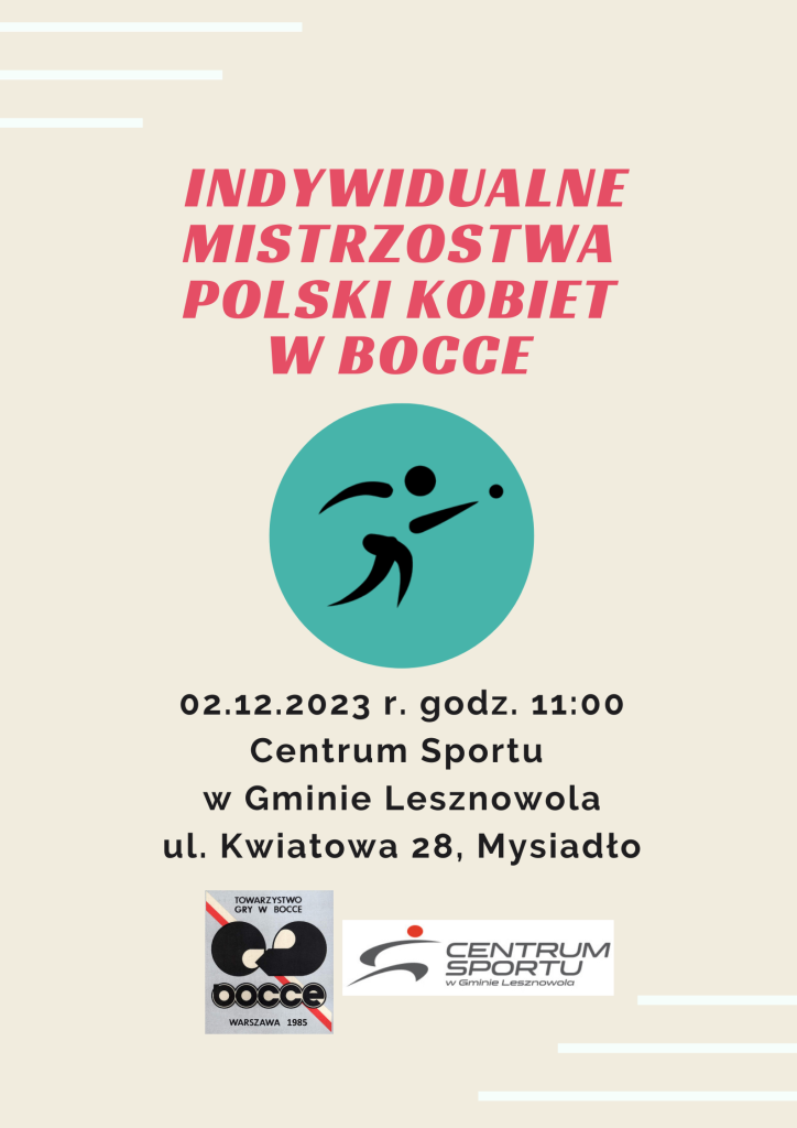 Obrazek postaci, która rzucą kulą od bocce. Na dole logo Centrum Sportu.