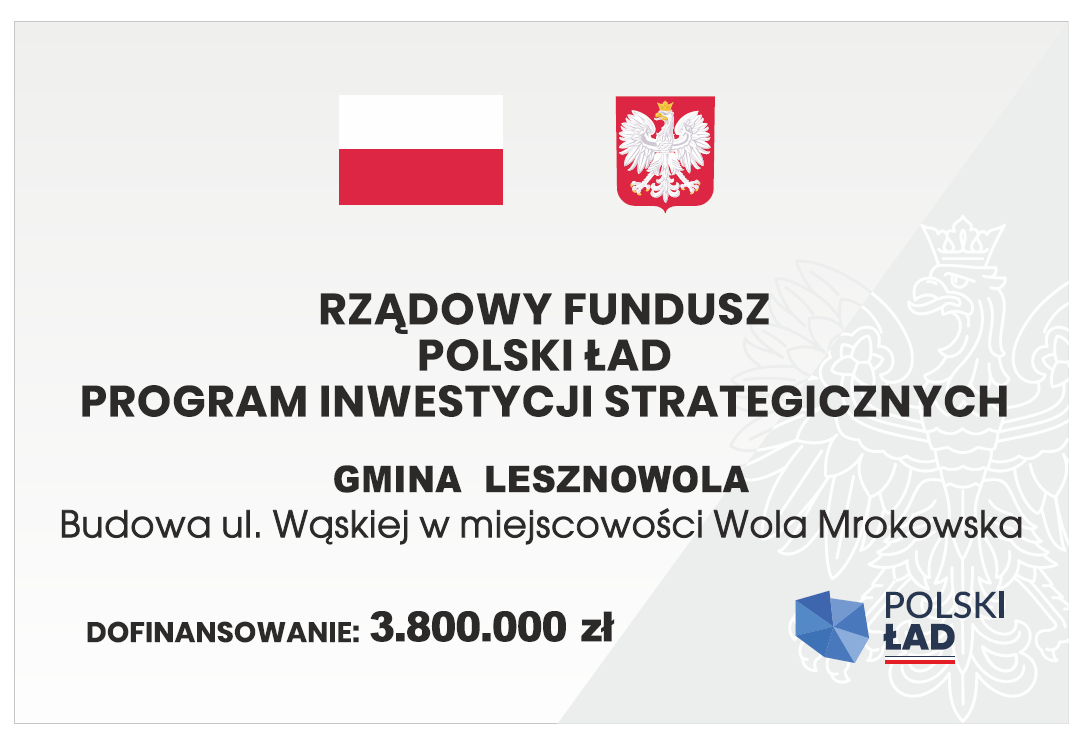 U góry Flaga Polski i Herb Polski na szarym tle.