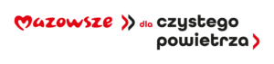 Czerwony napis Mazowsze dla i czarny napis czystego powietrza