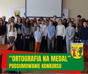 Zdjęcie grupowe uczestników konkursu "Ortografia na medal" podczas spotkania w Urzędzie Gminy