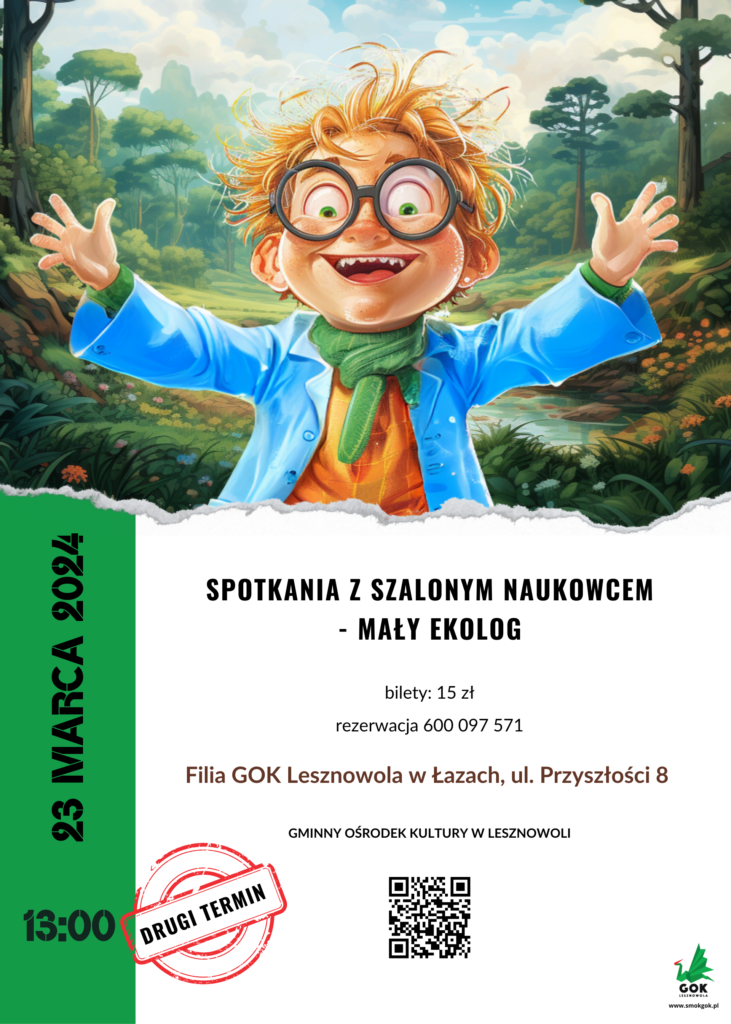 Obrazek chłopca w okularach w niebieskiej koszuli i zielonym szaliku.