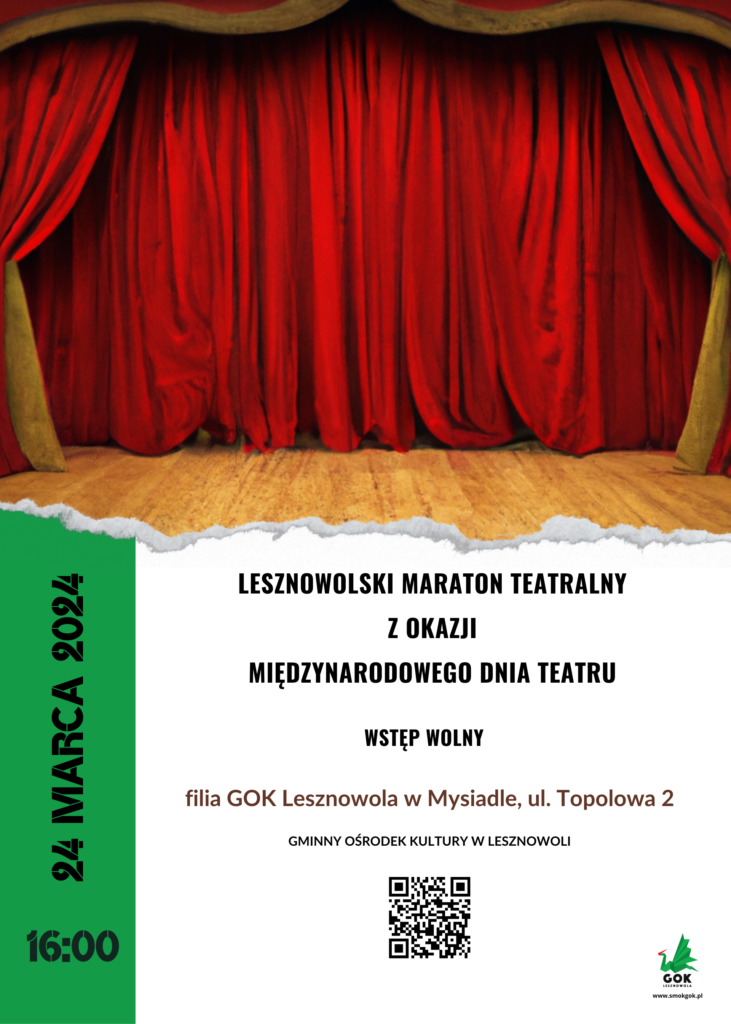 Na zdjęciu widać scenę z zakrytą kurtyną.