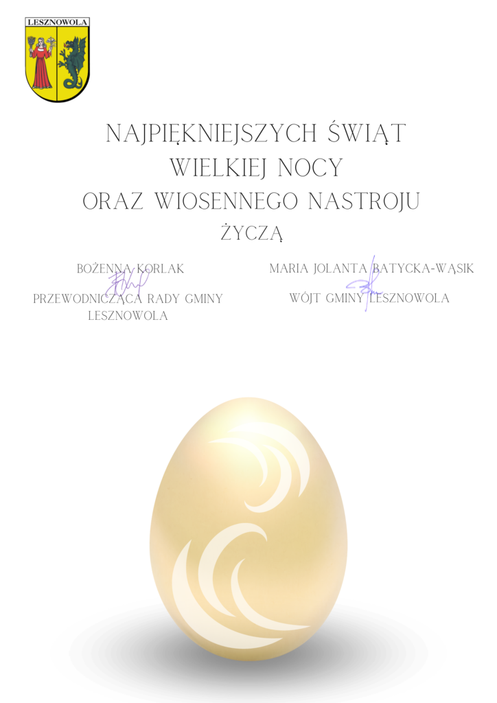 Życzenia Wielkanoc 2024 - Gmina Lesznowola
