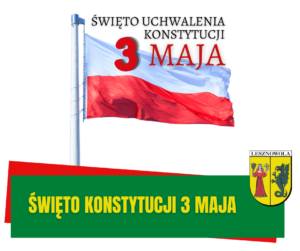 Żółty napis "Święto Konstytucji 3 Maja"