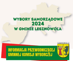 Kontury mapy gminy Lesznowola z tekstem; Wyboru samorządowe 2024 w gminie Lesznowola