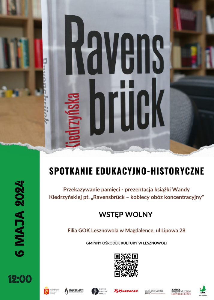 Plakat spotkanie edukacyjno-historyczne. Prezentacja książki Wandy Kiedrzyńskiej.