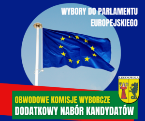 Grafika z flagą Unii Europejskiej i informacją o wyborach.