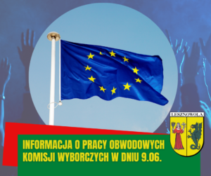 W kółku flaga Unii Europejskiej na granatowym tle, na którym widać podniesione do góry dłonie. Na dolnym zielonym pasu napis: Informacja o racy OKW w dniu 9.06.