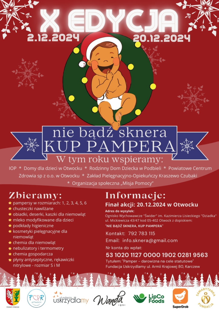 Plakat promujący akcję NIE BĄDŹ SKNERA KUP PAMPERA