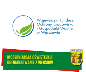 Na obrazku widnieje napis Wojewódzki Fundusz Ochrony Środowiska i Gospodarki Wodnej w Warszawie. Modernizacja Oświetlenia