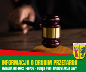 na obrazu widać rękę trzymającą młotek sędziowski a pod spodem informacja o drugim przetargu