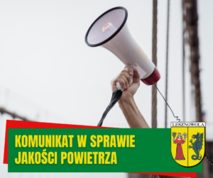 Ręka z megafonem na tle szarego nieba