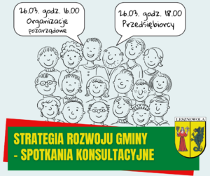 grafika informująca o spotkaniu w sprawie strategii rozwoju gminy