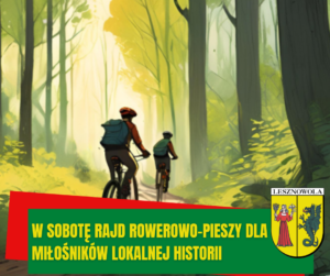 grafika przedstawiająca rowerzystów w lesie
