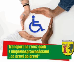 Na obrazku widać dłonie otaczające rysunek oznaczający osobę z niepełnosprawnością